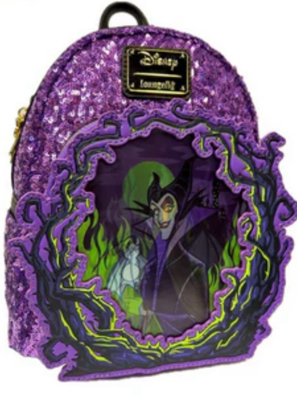 Loungefly Disney UK Exclusive Malificent sequined mini backpack